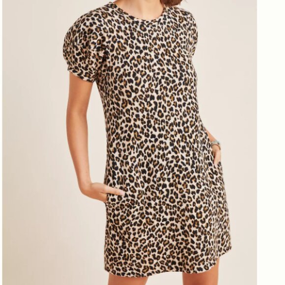 NWT - Velvet by Graham & Spencer Jolene Leopard Puff-Sleeved Mini Dress - Size S - Picture 2 of 7